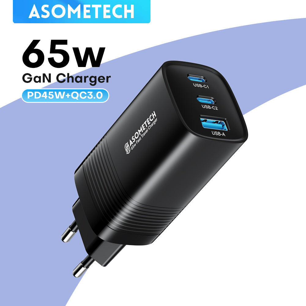 Chargeur USB 65W 6 Ports – Type C Charge Rapide, Prise EU, Jaune