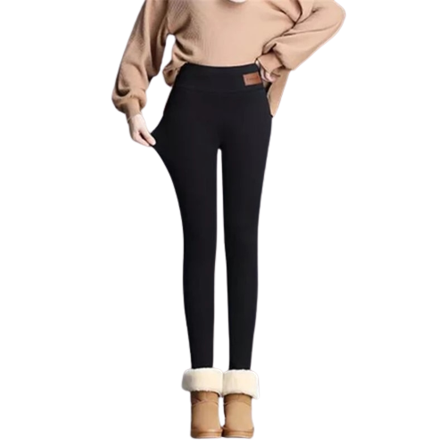 Pantalon De Patinage Artistique Strass - Doublure Polaire - Boutons-pression - Taille XS à XL - Nylon Extensible - Noir