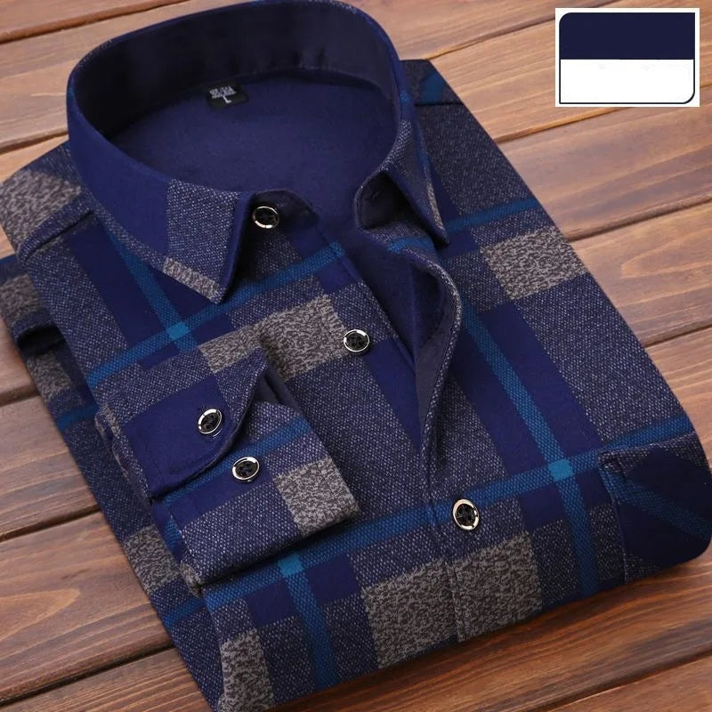 Chemise à carreaux vintage épaisse et chaude