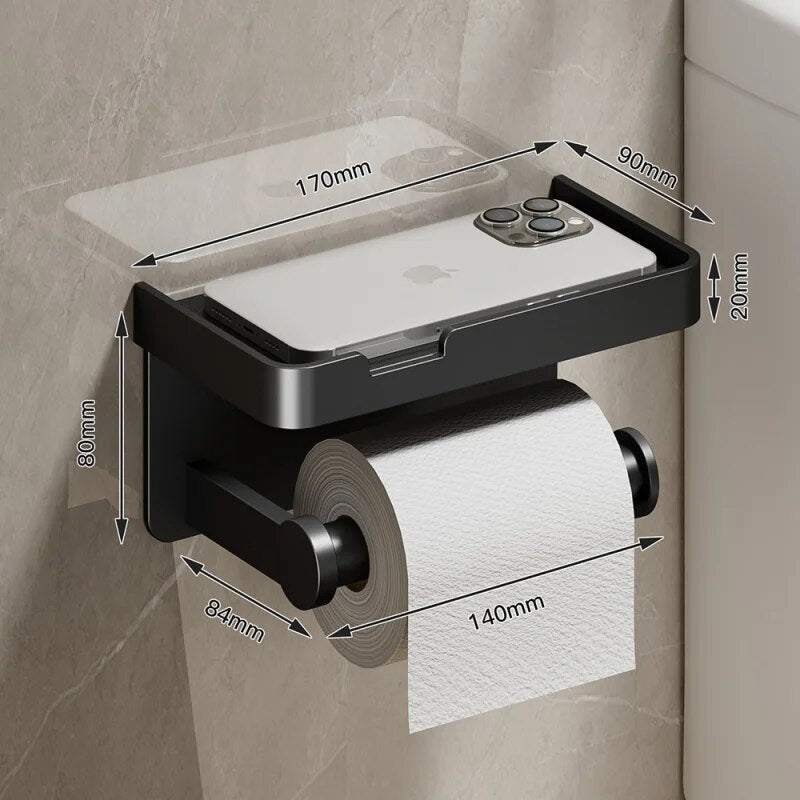 Porte-papier toilette avec étagère de rangement intégrée