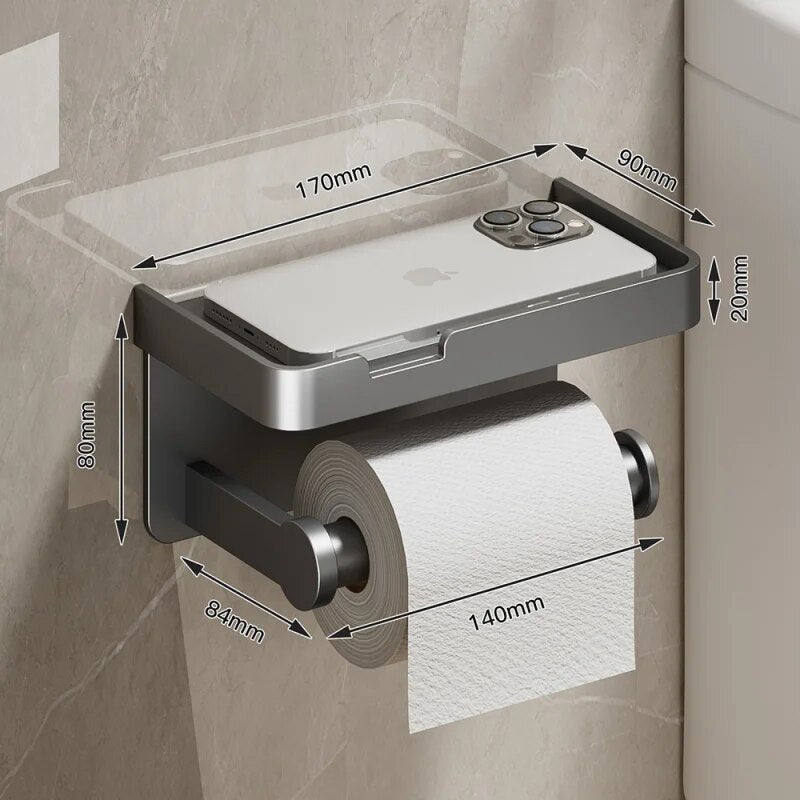 Porte-papier toilette avec étagère de rangement intégrée