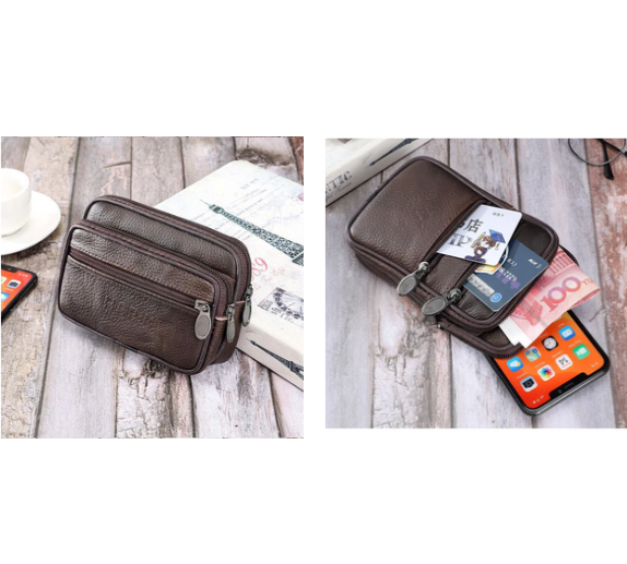 Set de 2 sacoches ceinture multipoche en cuir PU