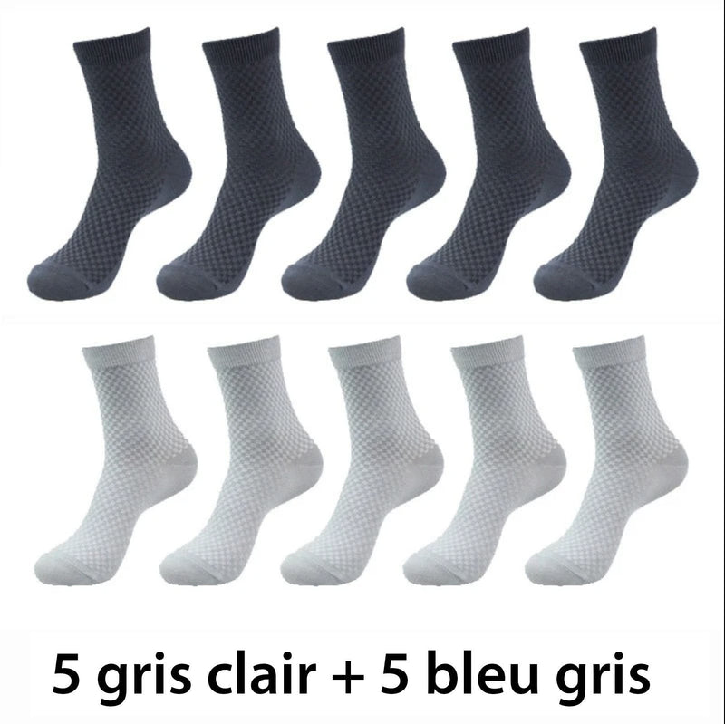 10 paires de chaussettes respirantes en fibres de bambou - Livraison offerte