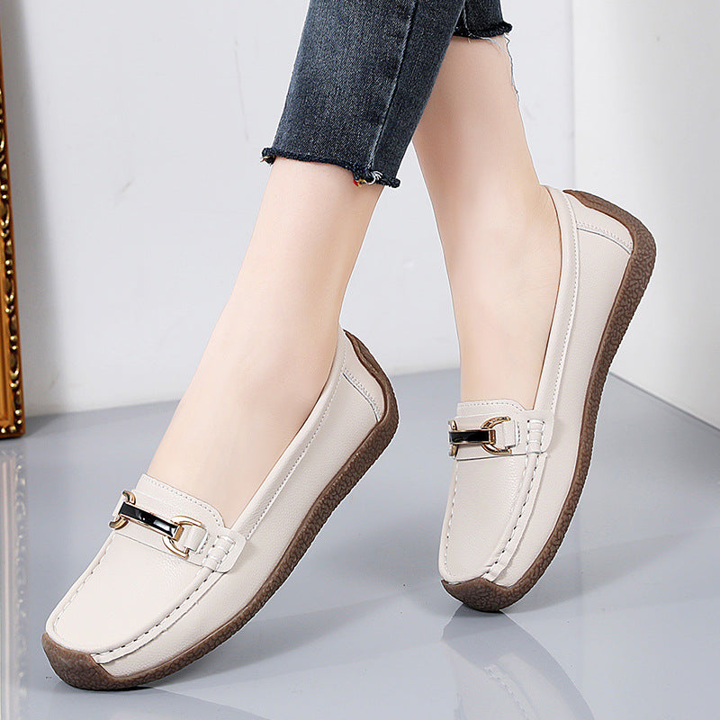 Slip-on loafers with metal buckle - Non-slip soles