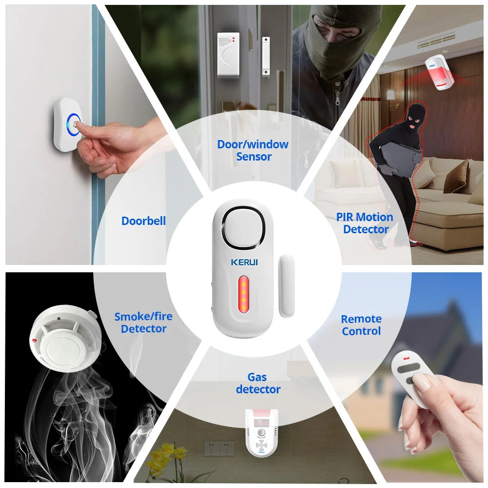 Système d'alarme de porte et fenêtre magnétique sans fil avec télécommande