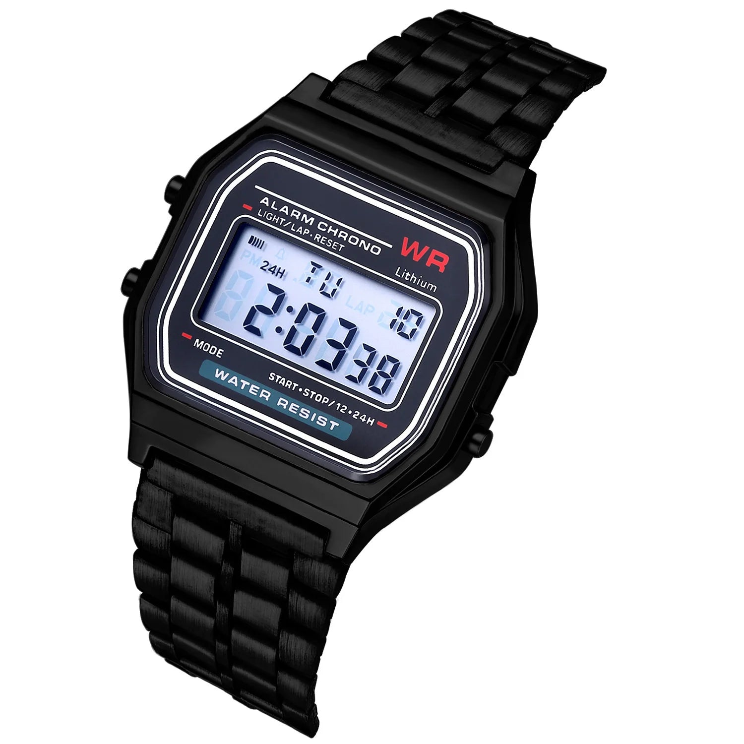 Montre digital bracelet en acier inoxydable - Modèle Mixte