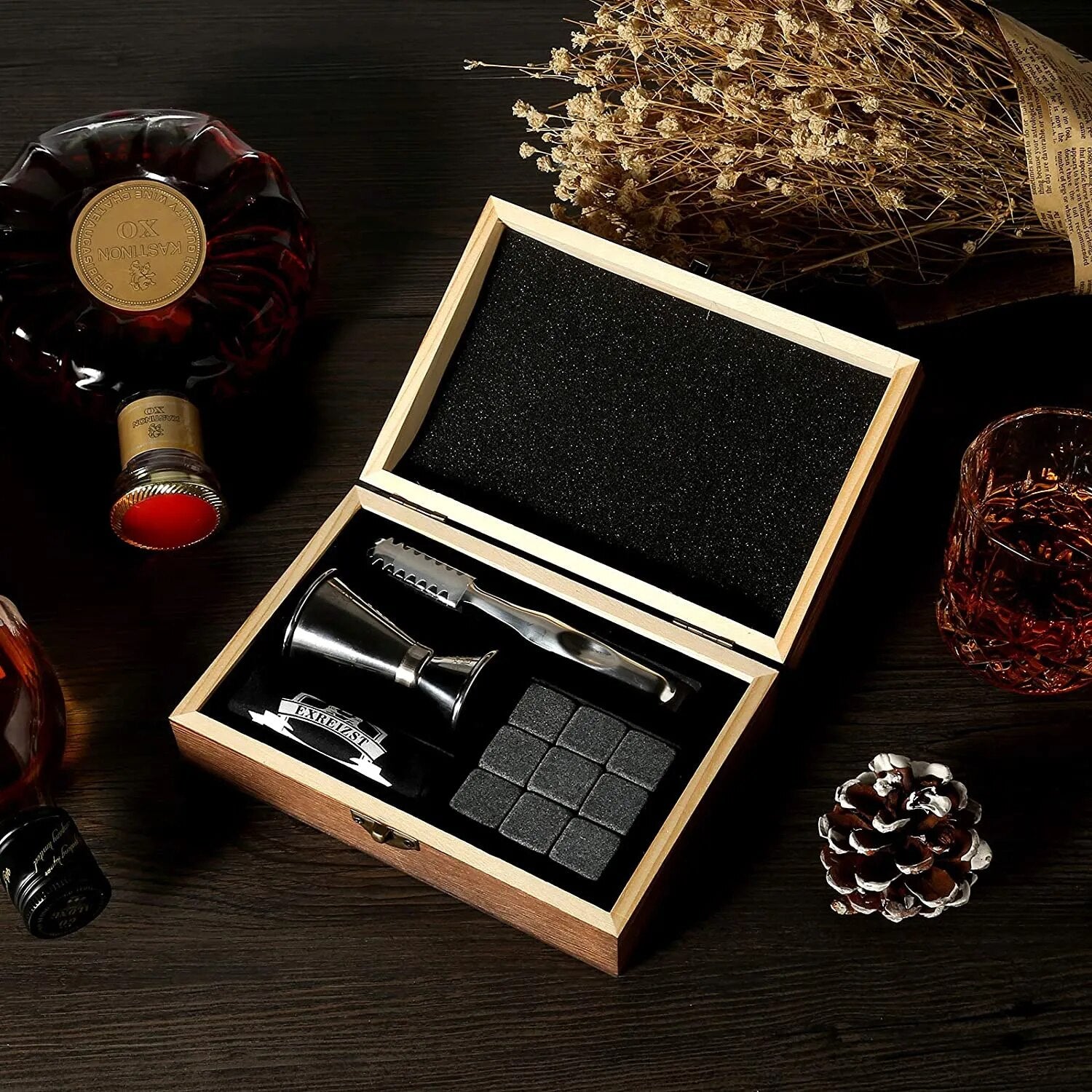 Kit de 9 glaçons réutilisables en granit pour Whisky - Idée cadeau