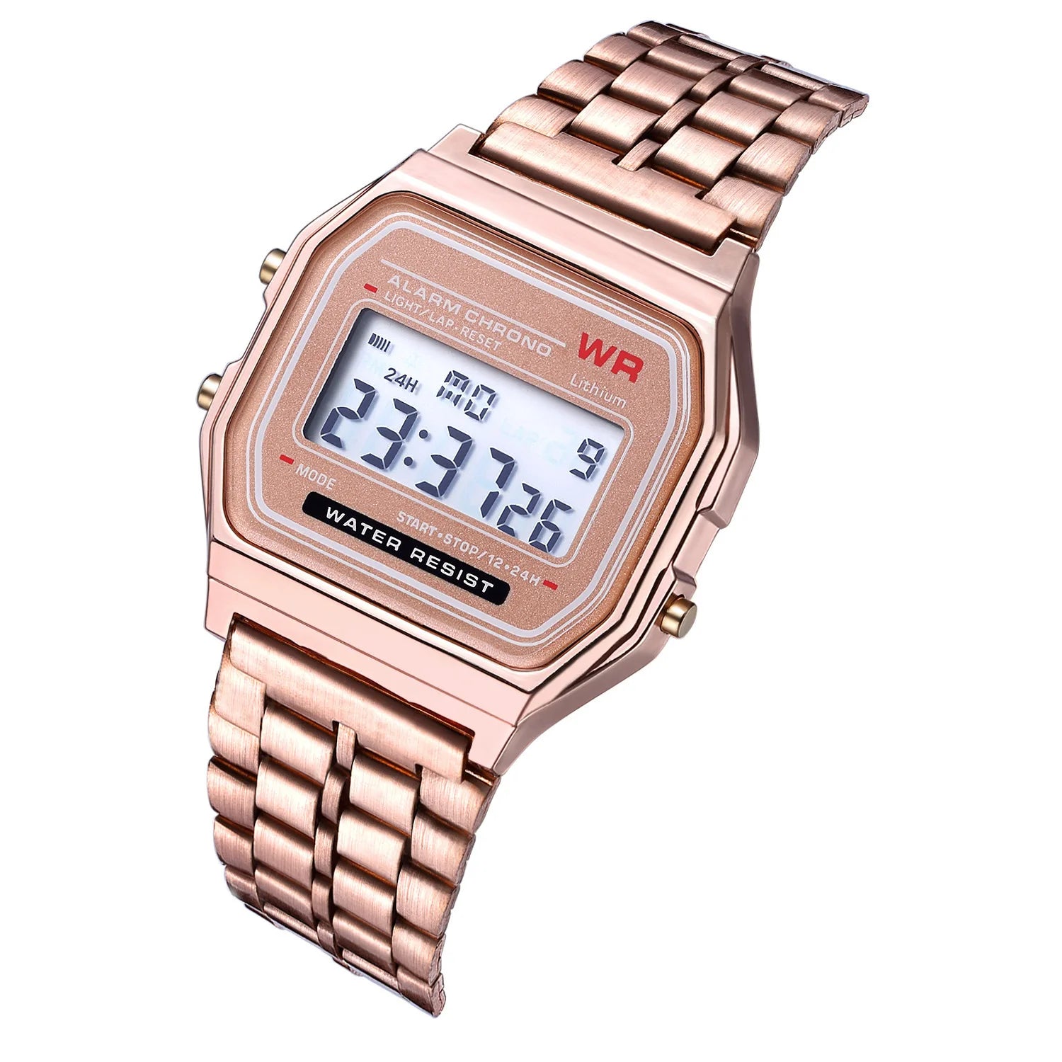 Montre digital bracelet en acier inoxydable - Modèle Mixte