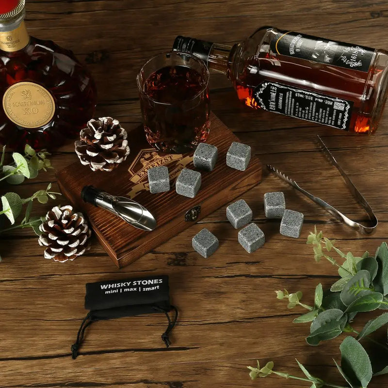 Kit de 9 Cubes en Granit Réutilisables pour Whisky - Idée cadeau