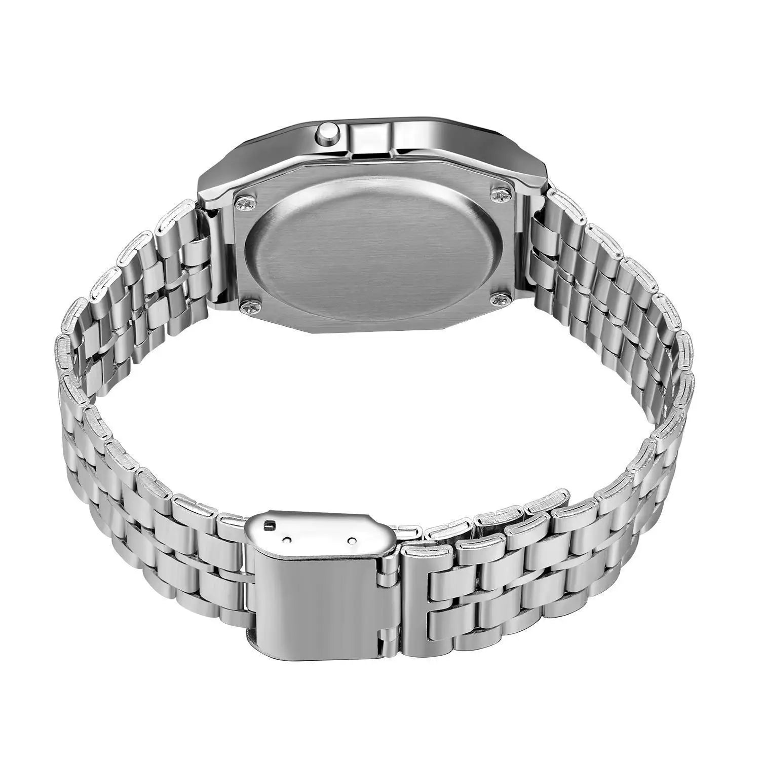 Montre digital bracelet en acier inoxydable - Modèle Mixte