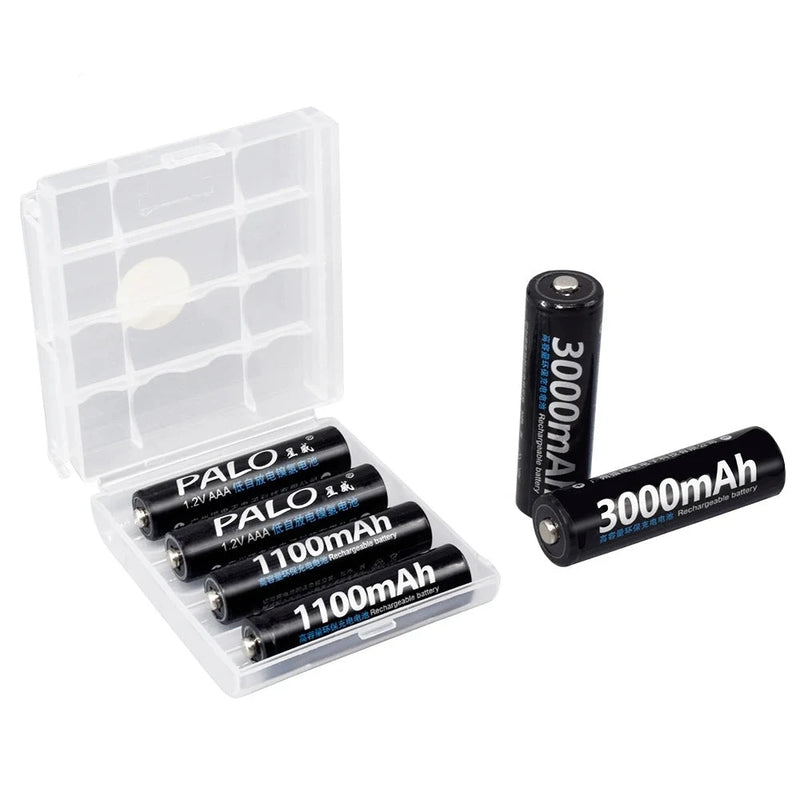 Kit Chargeur de piles AA/AAA et piles rechargeables + Boite de rangement OFFERTE