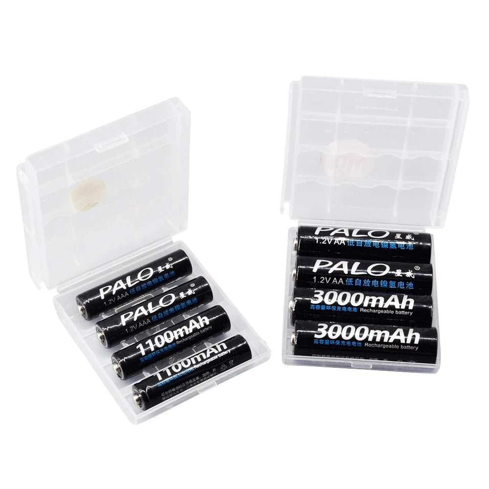 Kit Chargeur de piles AA/AAA et piles rechargeables + Boite de rangement OFFERTE