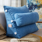 Coussin de lecture triangulaire avec appui-tête et poche latérale