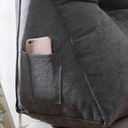 Coussin de lecture triangulaire avec appui-tête et poche latérale