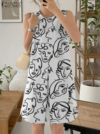 Robe mi-longue en Coton imprimé bohème