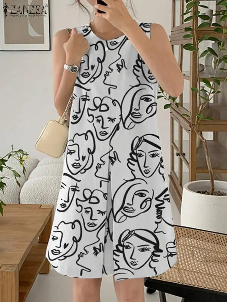 Robe mi-longue en Coton imprimé bohème