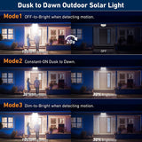 Lampes solaires d'extérieur avec détecteur de mouvement, projecteurs à distance, sécurité étanche IP65, 3 modes, 234LED