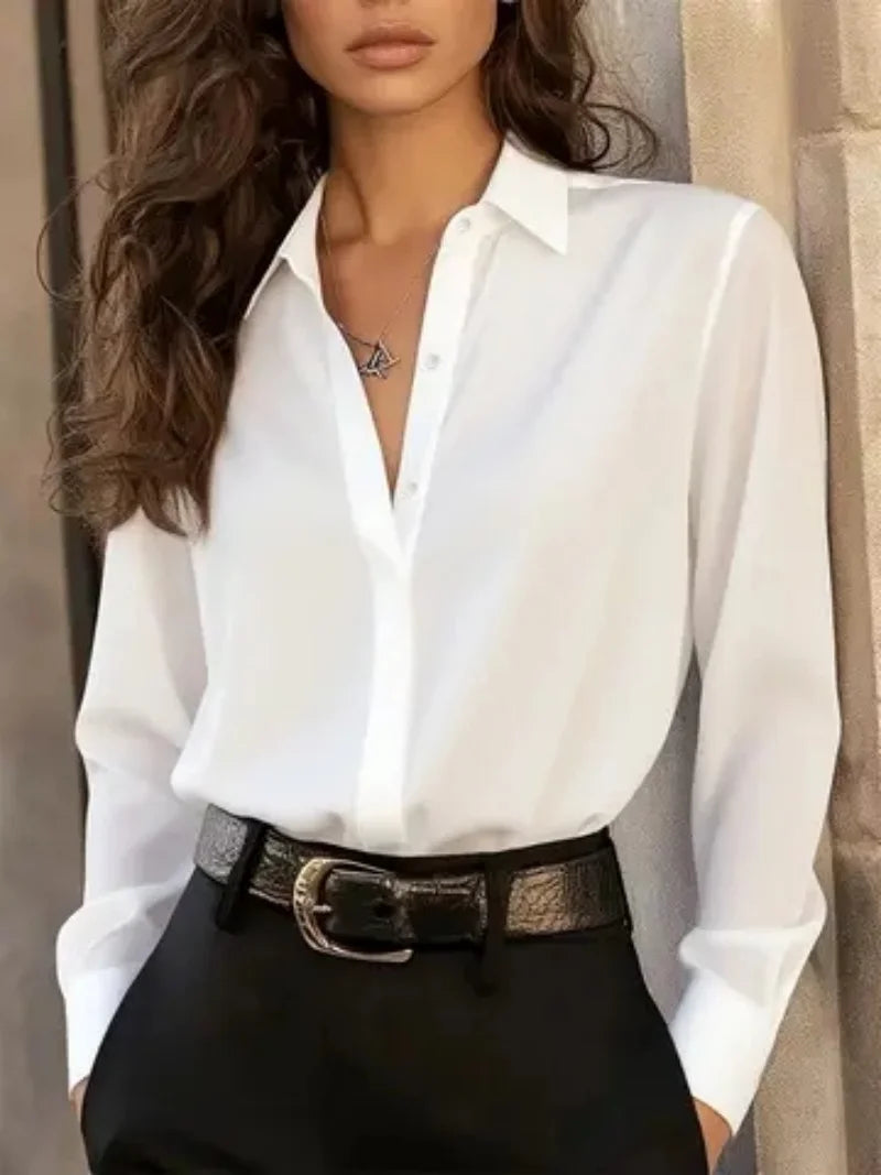 Chemise Femme Chic à Manches Longues – Élégante & Intemporelle pour Look Bureau