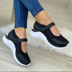 Baskets Ballerines Femme à Bride Réglable – Chaussures de Marche Respirantes en Maille, Semelle Épaisse Antidérapante