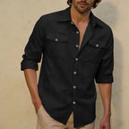 Chemise Élégante en Coton & Lin avec Double Poche à Rabat – Homme