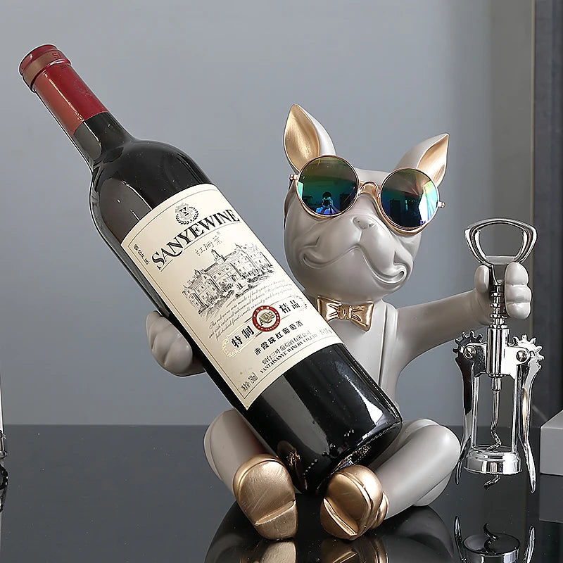 Sculpture de chien - Porte-vin moderne + Tire bouchon offert