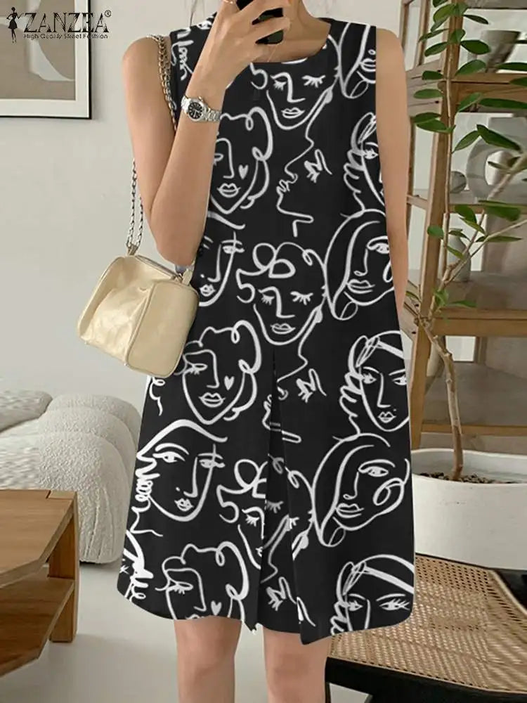 Robe mi-longue en Coton imprimé bohème