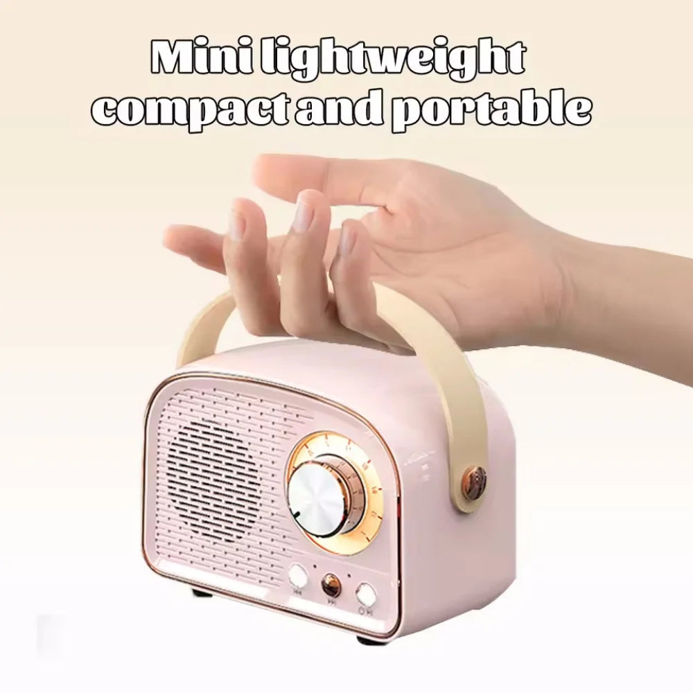 Mini Enceinte Bluetooth Portable Style Radio Rétro – Haut-Parleur Sans Fil, Son Stéréo & Basses