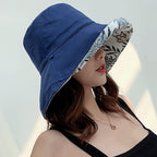 Chapeau à Revers Florale Anti-UV - Femme