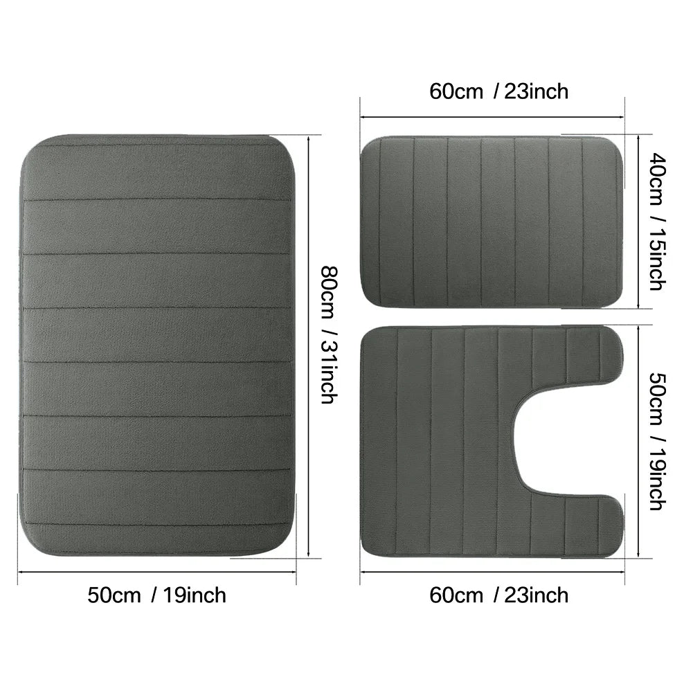 Ensemble de 3PCs de Tapis de Bain Absorbants & Antidérapants