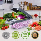 Mandoline - Hachoir 16 en 1 multifonctionnel avec récipient