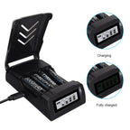 Kit Chargeur de piles AA/AAA et piles rechargeables + Boite de rangement OFFERTE