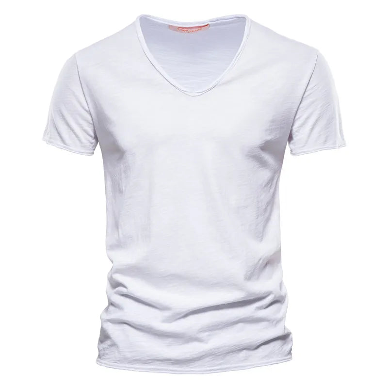 T-shirt 100% coton à manches courtes et col en V pour homme