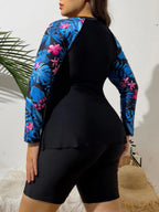 Combinaison de plage fleurie 2 pièces - Grande taille