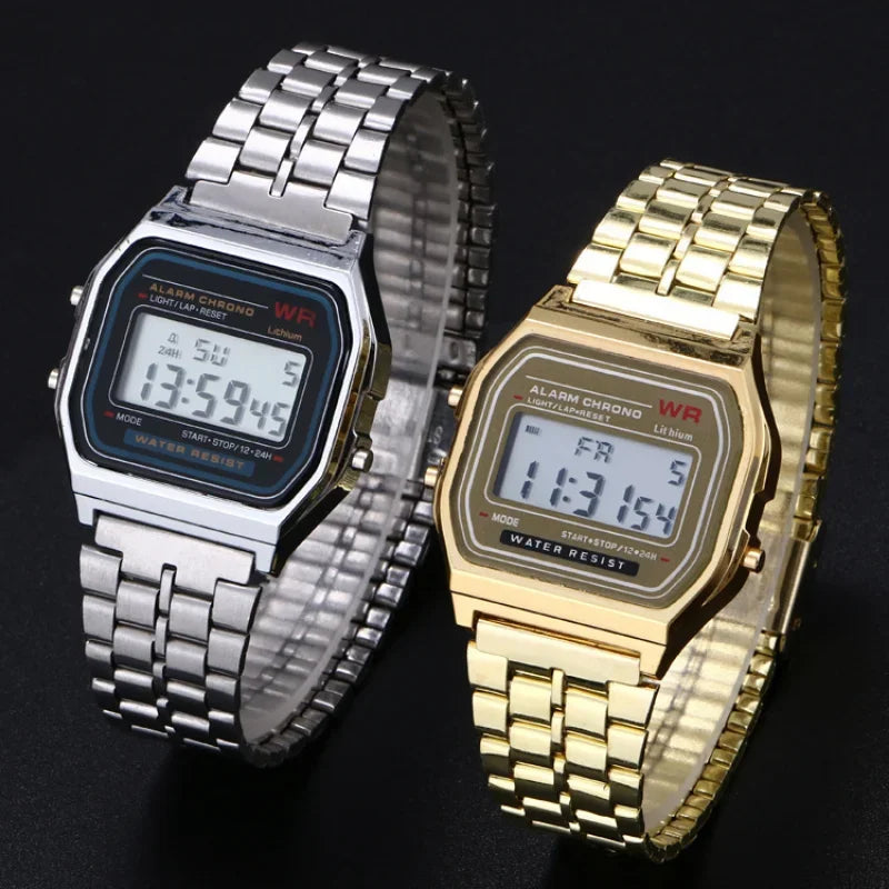 Montre digital bracelet en acier inoxydable - Modèle Mixte