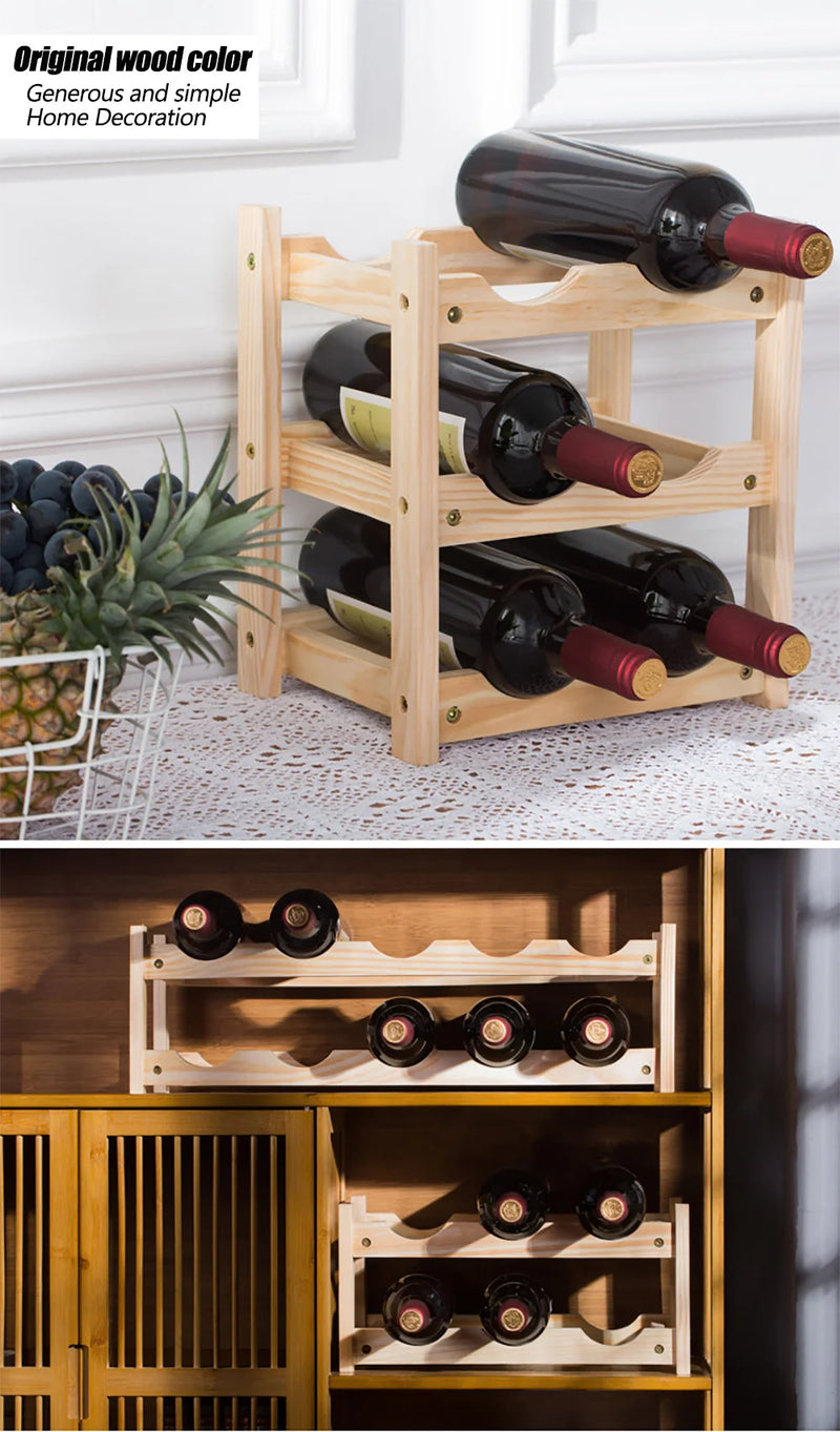 Étagère de rangement en Bois pour Bouteilles de Vin - 2/3 Niveaux