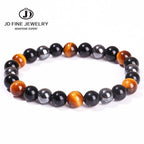 Bracelet Triple Protection - Œil de Tigre, Hématite et Obsidienne Noire