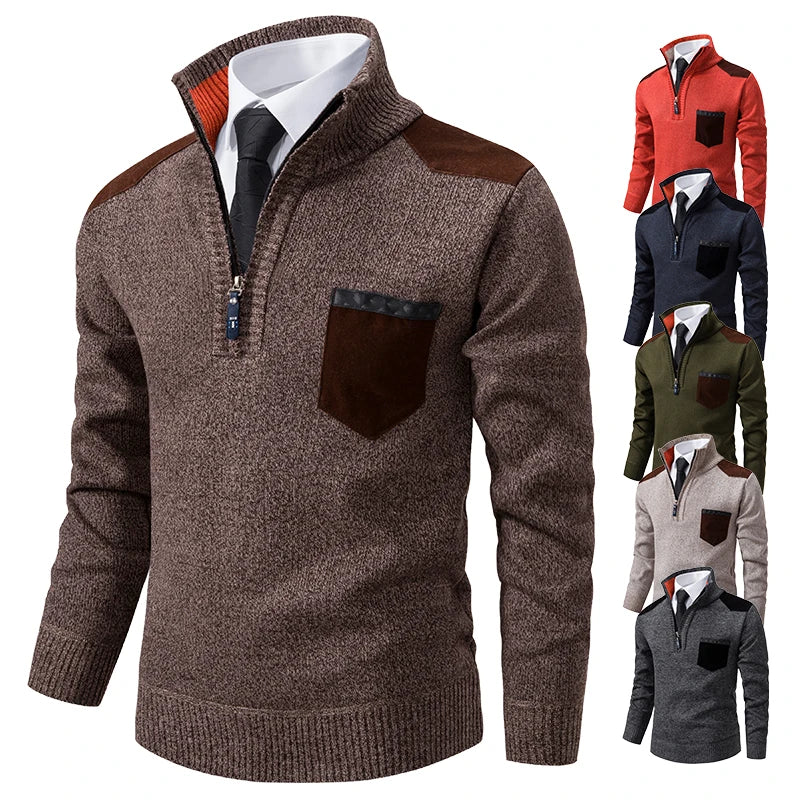 Pull Zippé Homme avec Poche - Chaleur & Style