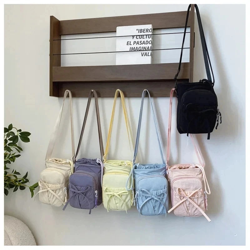 Sac Bandoulière Femme Léger à Noeud avec Porte-Bouteille – Pochette Téléphone pour Sport & Voyage