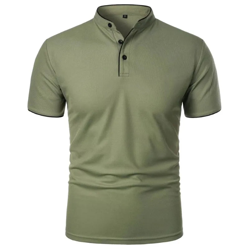 Men's Polo Shirt Mandarin Collar Short Sleeves Breathable — Loose Oversized Fit