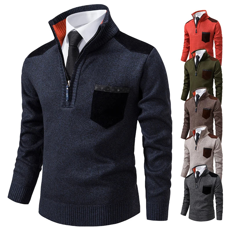 Pull Zippé Homme avec Poche - Chaleur & Style