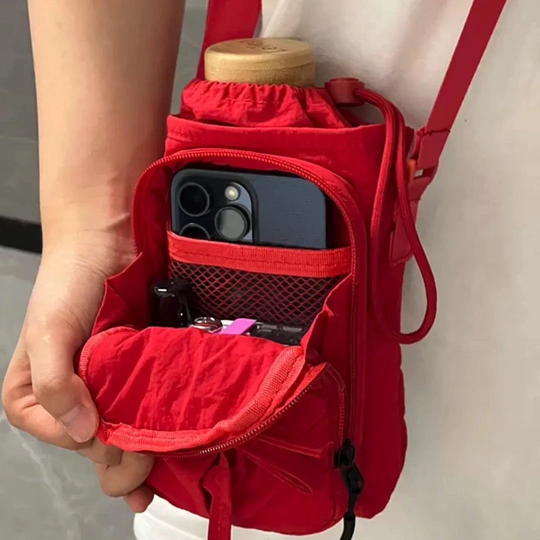 Sac Bandoulière Femme Léger à Noeud avec Porte-Bouteille – Pochette Téléphone pour Sport & Voyage