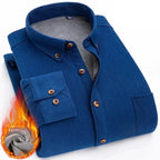 Chemise en velours cotelé avec intérieur chaud en polaire - Couleur unie