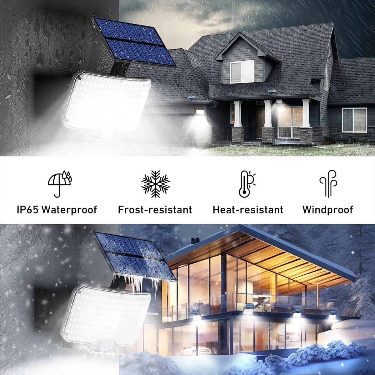 Lampes solaires d'extérieur avec détecteur de mouvement, projecteurs à distance, sécurité étanche IP65, 3 modes, 234LED
