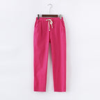 PANTALON EN COTON ET LIN POUR FEMME - TAILLE ÉLASTIQUE