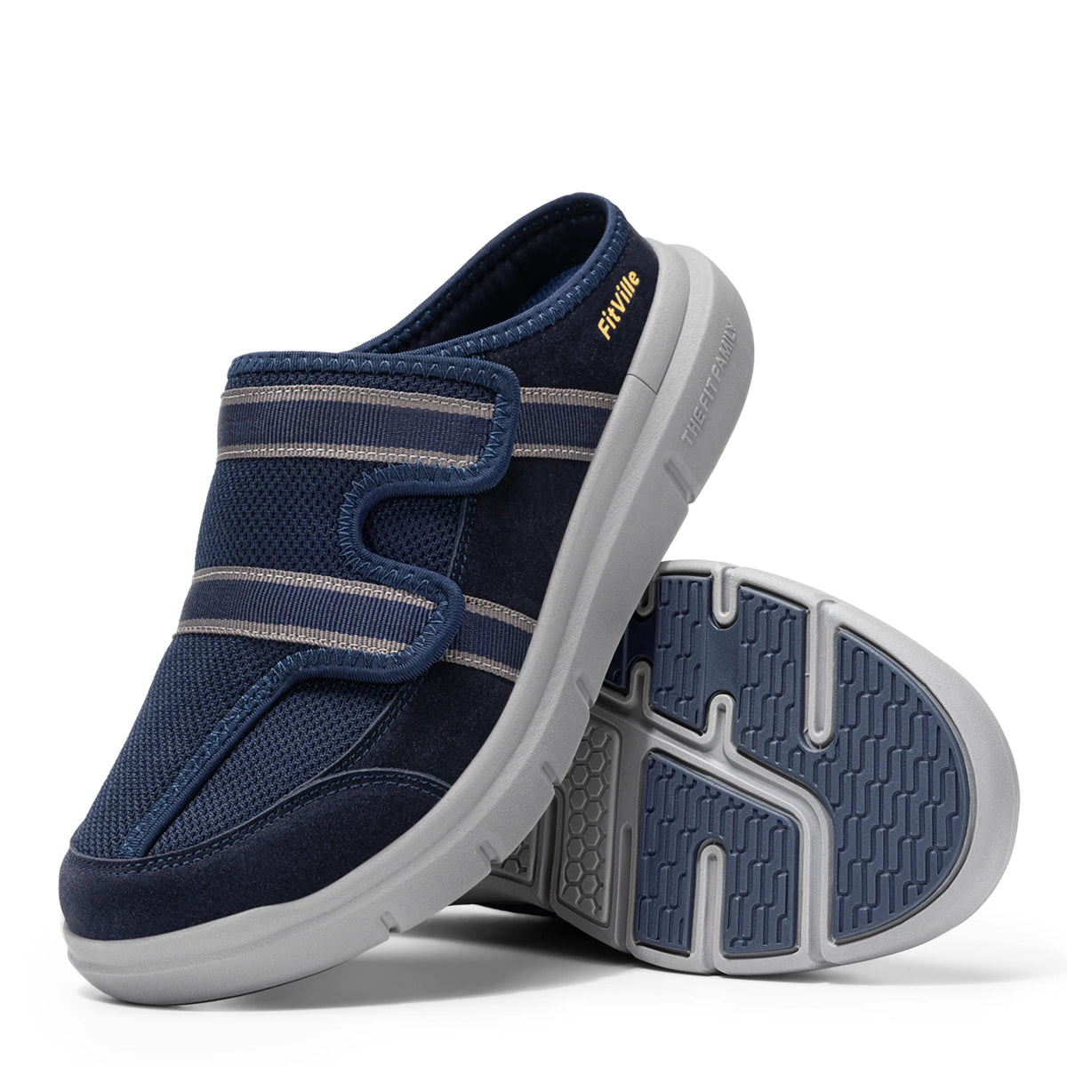 Mules FITVILLE pour Homme à Bout Large – Respirantes, Sans Lacets avec Soutien de la Voûte Plantaire