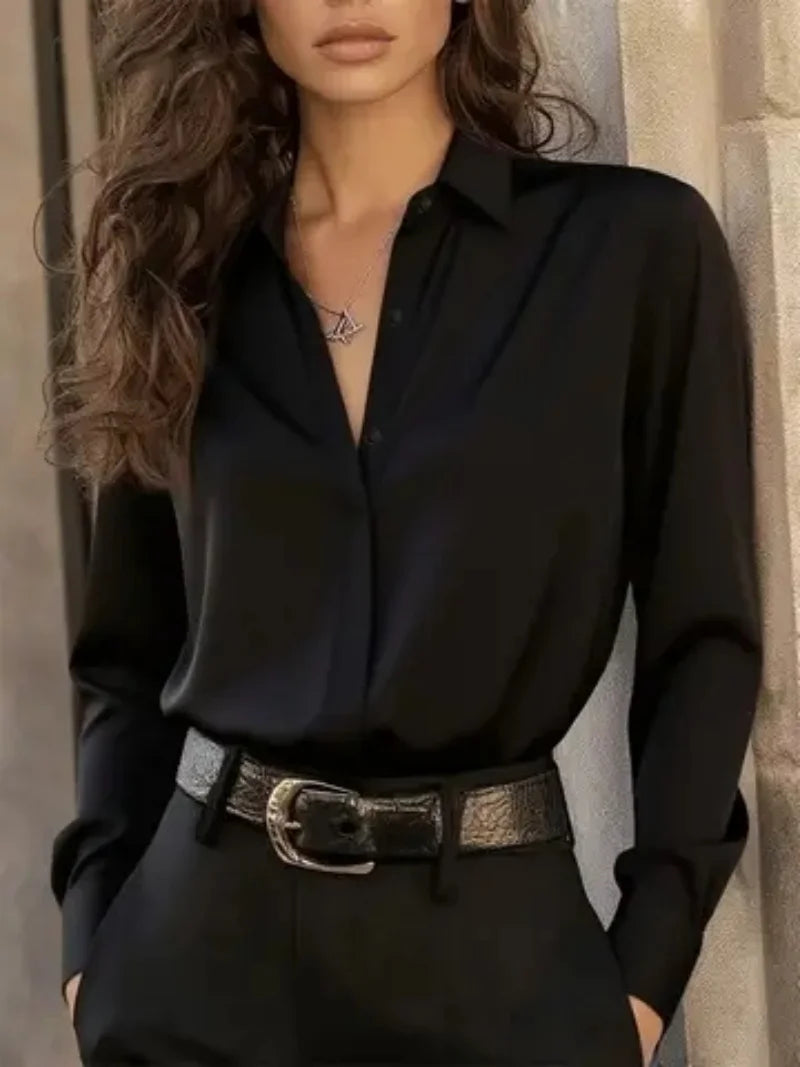 Chemise Femme Chic à Manches Longues – Élégante & Intemporelle pour Look Bureau