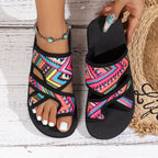 Sandales Plateforme Femme Motifs Ethniques Colorés — Bout Ouvert, Légères, Plage & Été