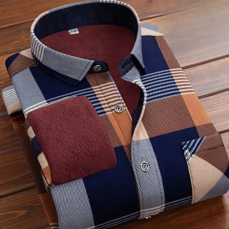 Chemise à carreaux vintage épaisse et chaude