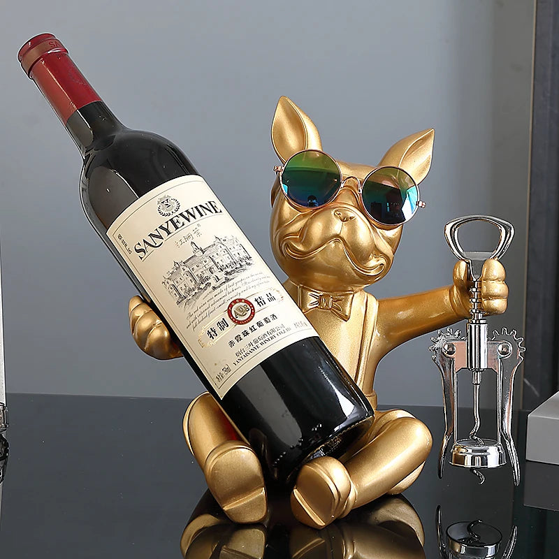Sculpture de chien - Porte-vin moderne + Tire bouchon offert