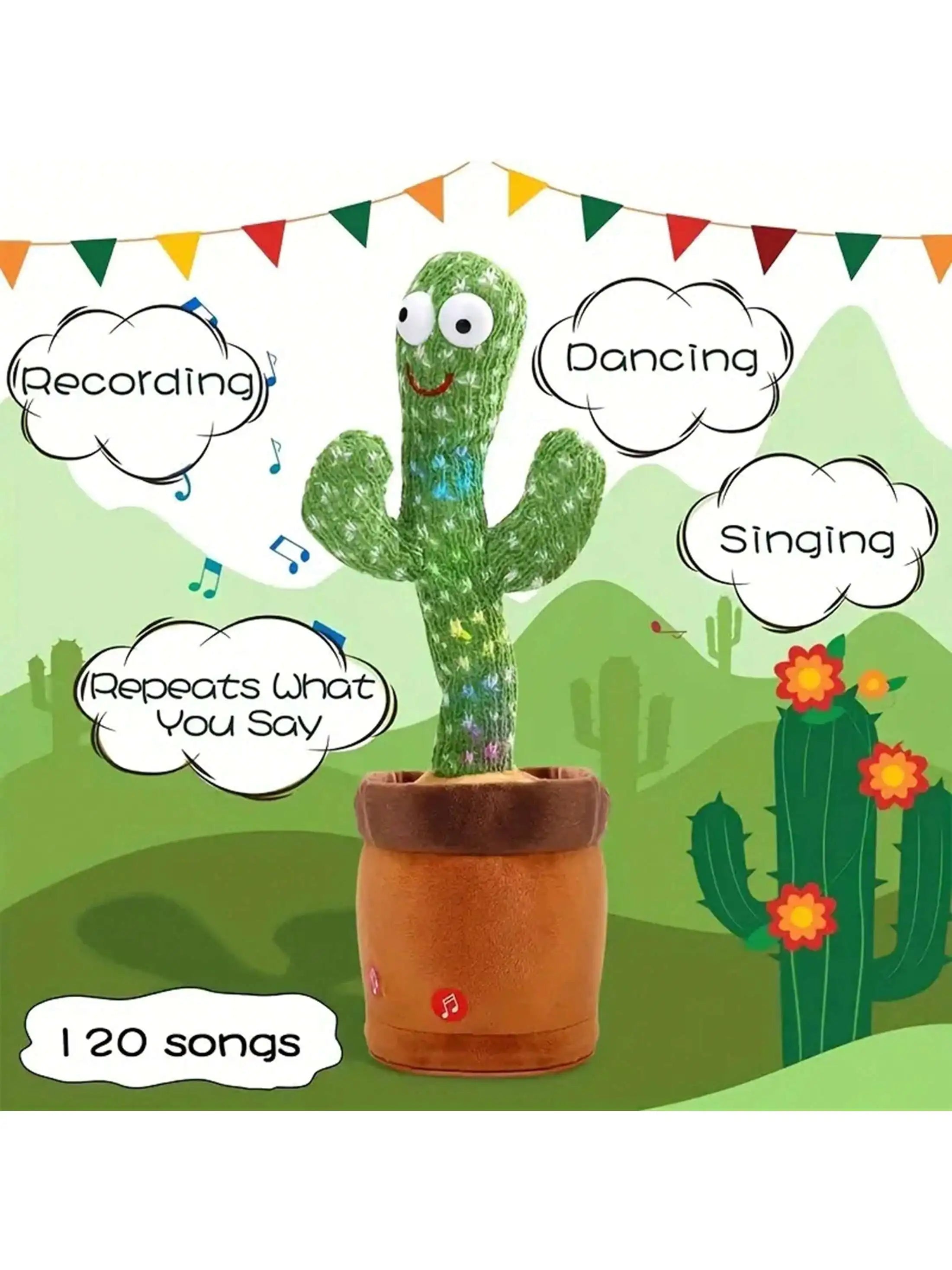 Jouets Cactus chantant, imitant, répétant ce que vous dites